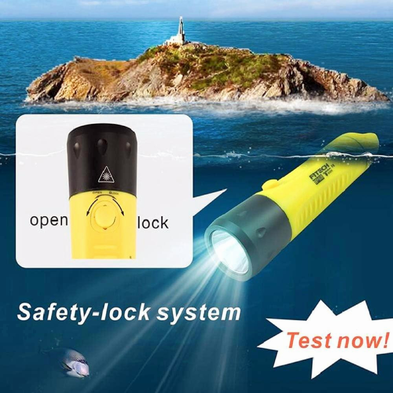 F8 IP68 Waterproof 800 Lumens LED Lamp Rechargeable Flashlight Scuba Light Diving Torch 