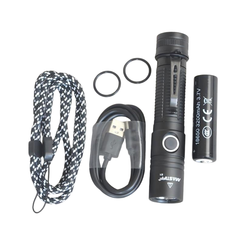 Mastiff E1 1800 Lumen 6-mode LED Lamp Rechargeable Flashlight Pocket Torch 