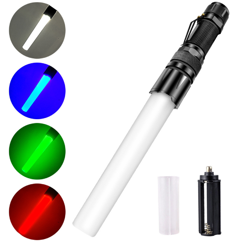 Traffic Wand Flashlight Parking Directing Railway Signage 4 Colors LED Zoomable Multiple Function Safety Control Signal Baton 